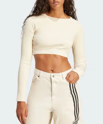 리브 긴팔 크롭 탑 / 아디다스 오리지널