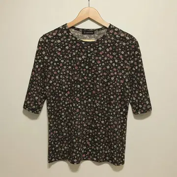 enticello 꽃무늬 셔츠 블랙 긴팔풍 T셔츠 vintage