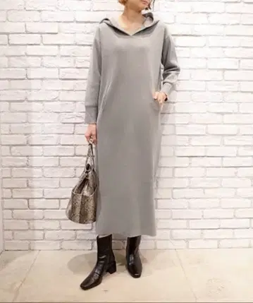 [스타일 델리] 럭셔 니트 후드티 원피스 (그레이) 02 사이즈