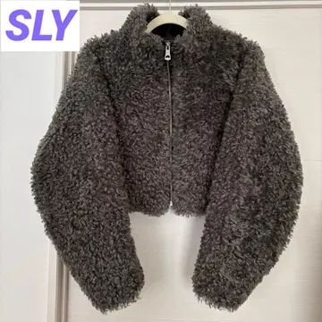 [ SLY ] 라이트 크롭 보아 블루종 그레이