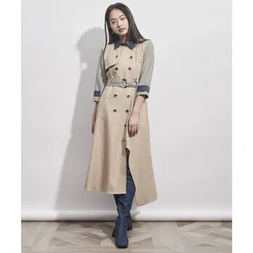 레이디 아젤 컬러 블록 트렌치 원피스