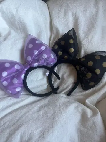 디즈니 리본 머리띠 블랙 보라색