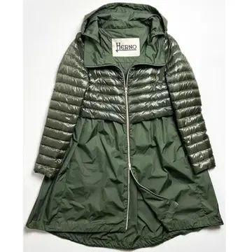 [ 새상품급 ] 헬레노/나일론 도킹 후데트 다운 코트/이소재 절개/38