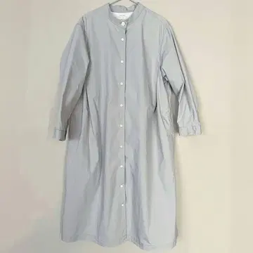 무인양품 고밀도 직조 스탠드 카라 롱 셔츠 원피스