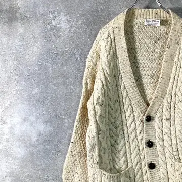 Robert McMann 가디건 긴팔 아이보리 무지 싸개 단추