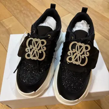 [ 새상품 미사용 ] RANDA 비쥬 모노그램 부품 스니커즈 란다 블랙