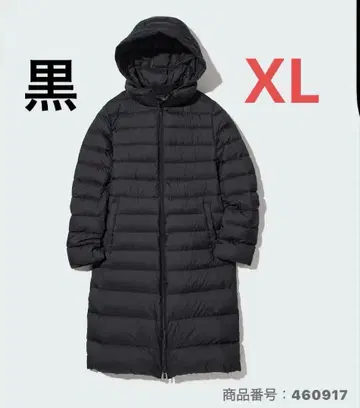 유니클로 울트라 라이트 다운 롱 코트 후드 부착 블랙 XL