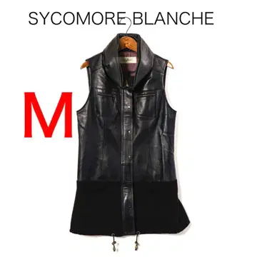 H3417 시카모아블랑슈 램 가죽 x 울 스탠드 카라 베스트