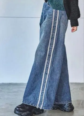 PAGEBOY 프린지 라인 데님 팬츠