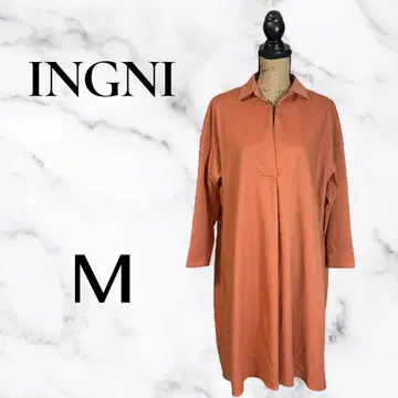 새상품 [ INGNI ] 스키퍼 셔츠 원피스 스트레치 부드러운 오렌지 M