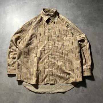 빈티지 올 패턴 베이지 멀티 컬러 기하학 무늬 스다 마사키 셔츠