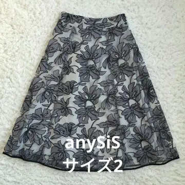 anySiS [ 세탁 가능 ] Noble 자수 스커트 꽃무늬 튤 2