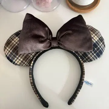 디즈니 머리띠 체크 브라운 신상