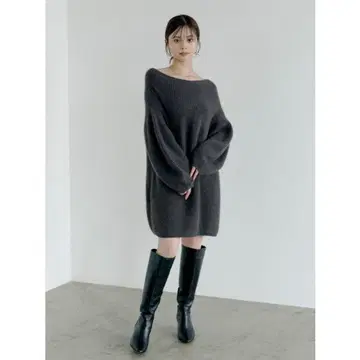 snidel 라쿤 미니 니트 원피스 그레이