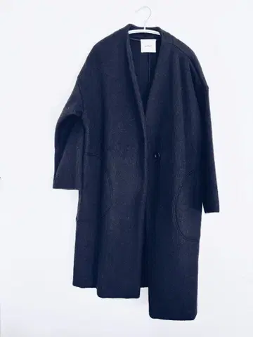 콜렉스 울 롱 코트 블랙 심플 모헤어