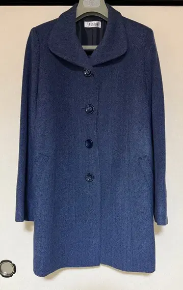 네이비 울 코트 버튼 포함