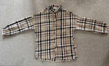 체크 무늬 긴팔 셔츠 (베이지 블랙) ANAP