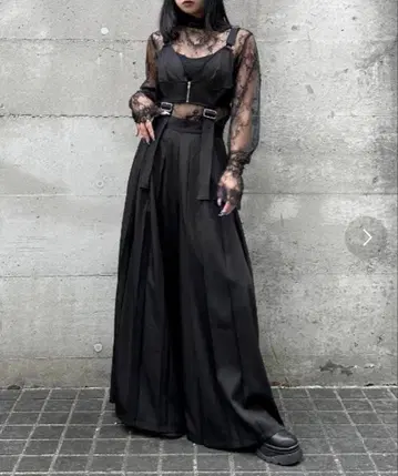 블랙 셋업 스커트 팬츠