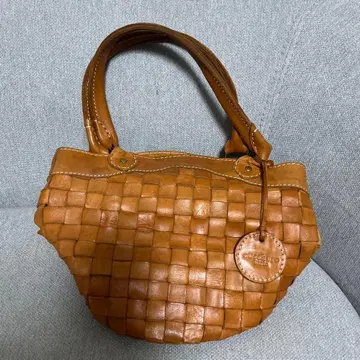 뜨개질 가죽 토트백 브라운