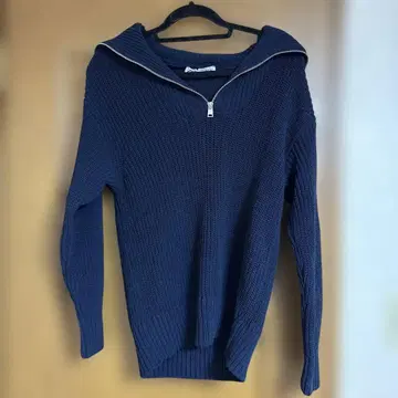[ 컨디션 최상 ] ZARA 자라 하프 지퍼 니트 스웨터 네이비 M