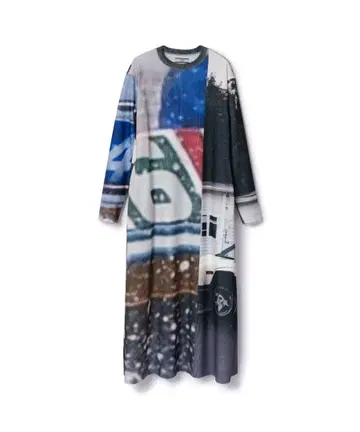 NON TOKYO 프린트 리브 원피스