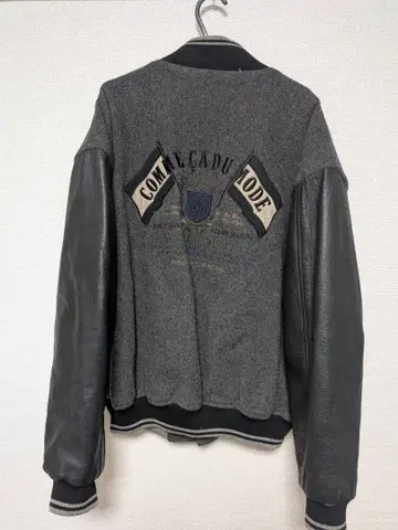 COMMECADUMODE 멜톤 가죽 바시티 자켓 M