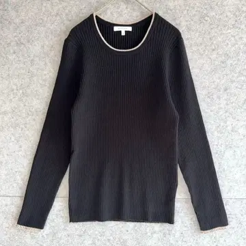 새상품급 [글로벌 워크] 바이컬러 깔끔한 리브 니트 (M) 배색 출퇴근