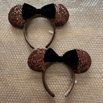 디즈니 머리띠 2개 벨로아 리본 브라운 블랙 TOE