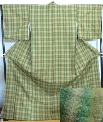 순수 실크 꽃 직조풍 이중 기모노 격자 직조 초목 염색