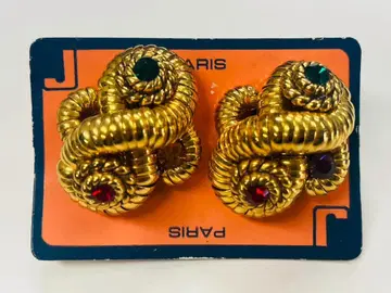 이탈리아제 골드 스네이크 스톤 귀찌 빈티지