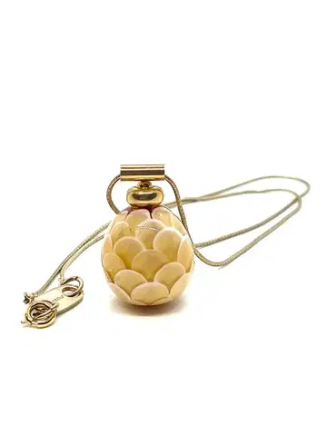 [ 이탈리아제 ] 골드 베이지 베네치안 유리 목걸이 인증서 실버 925