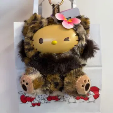 헬로키티 파인 페이스 캣 애니멀 레오파드 무늬 하와이 봉제 인형