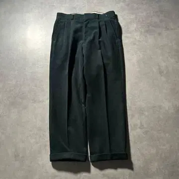 빈티지 그린 코듀로이 두꺼운 와이드 슬랙스 2턱