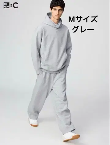 유니클로 C 맨투맨 와이드 팬츠 그레이 M 사이즈