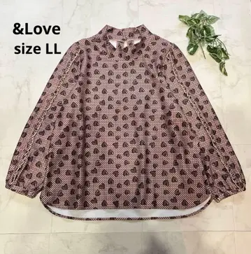 새상품급 앤드러브 하트 무늬 프릴 상의 빅 사이즈 LL 핑크 워셔블 로고