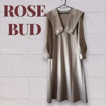 ROSE BUD 초귀여운 자수 롱 원피스 베이지 프리 사이즈