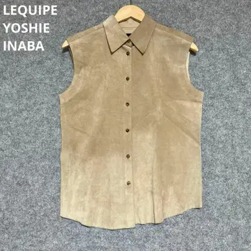 LEQUIPE YOSHIE INABA 피그 가죽 슬리브리스 셔츠