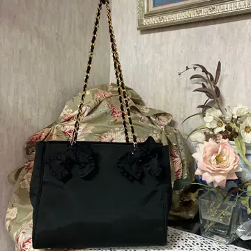 새상품급 잉게보그 리본 포함 블랙 나일론 토트백