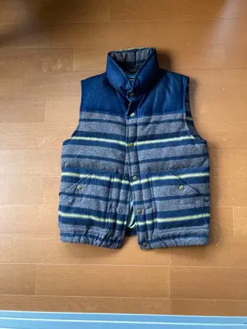 네이비 스트라이프 충전솜 베스트