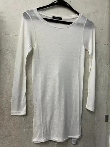 A-GIRL'S 시스루 롱티 긴팔 화이트 M 실크 x 캐시미어