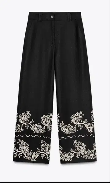 ZARA 자수 블랙 와이드 팬츠 S