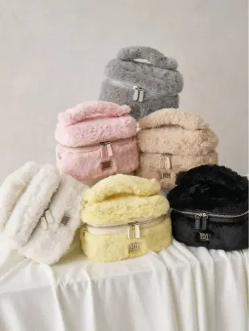 인조 모피 숄더백 핑크