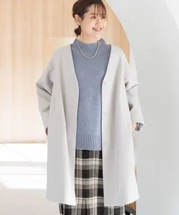 GLOBAL WORK 가벼운 스트레치 노카라 코트