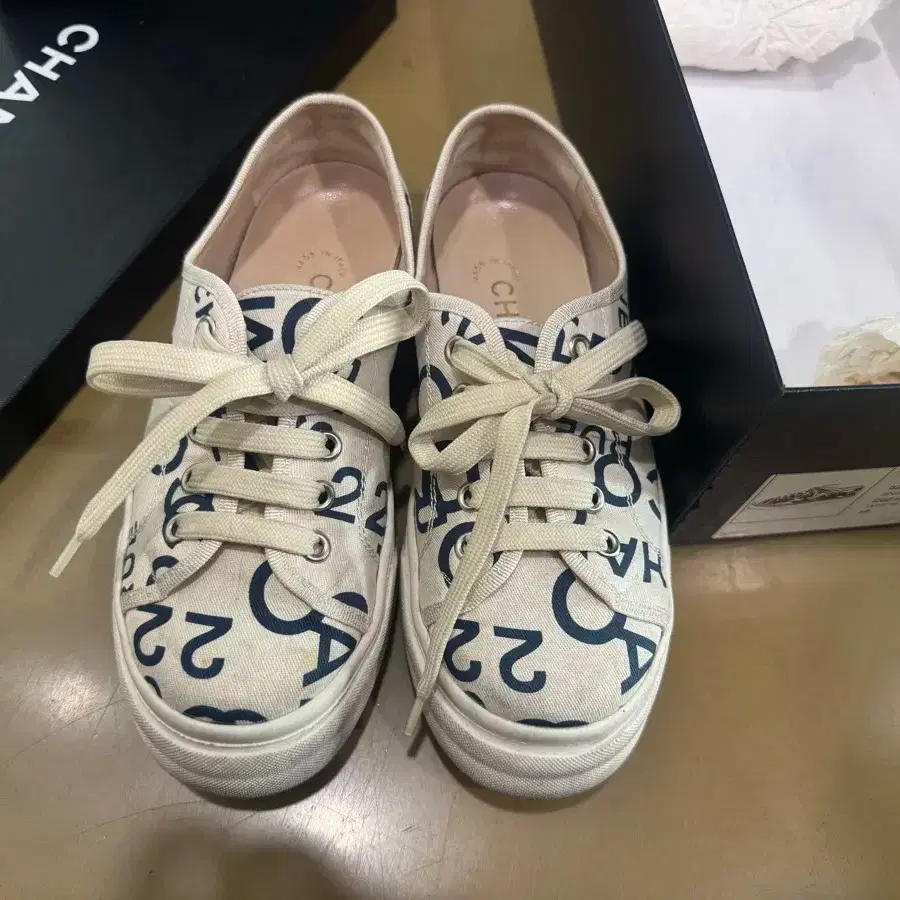 Chanel Black Coco CC Logo Print Canvas Sneakers 35