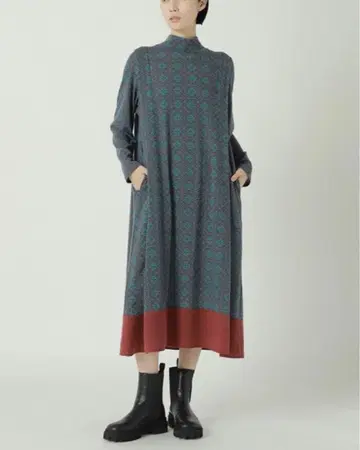 ZUCCa 주카/타일 프린트 저지 원피스/와인