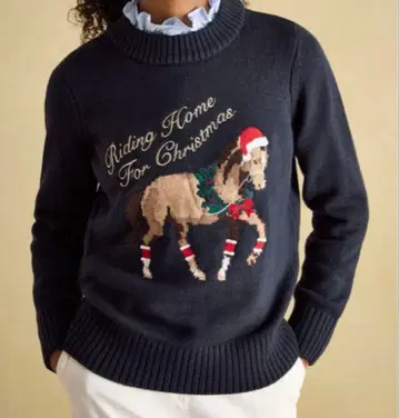 니트 크리스마스 스웨터 NEXT JOULES 여성용 긴팔 상의