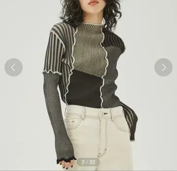 [ 새상품 미착용 ] PUBLIC TOKYO 스위치 웨이브 리브 니트