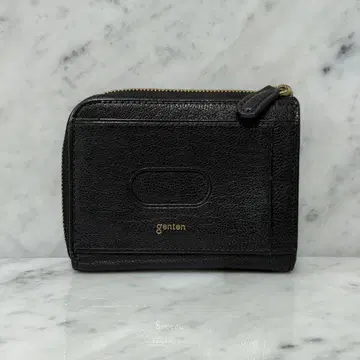 겐텐(genten) 접이식 지갑 블랙 천연 가죽