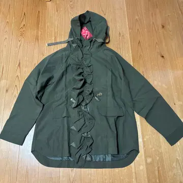 앤드러브 프릴 블루종 후드티 카키 M 사이즈