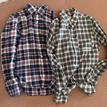 밴드 오브 아웃사이더즈 긴팔 체크 셔츠 2장 세트